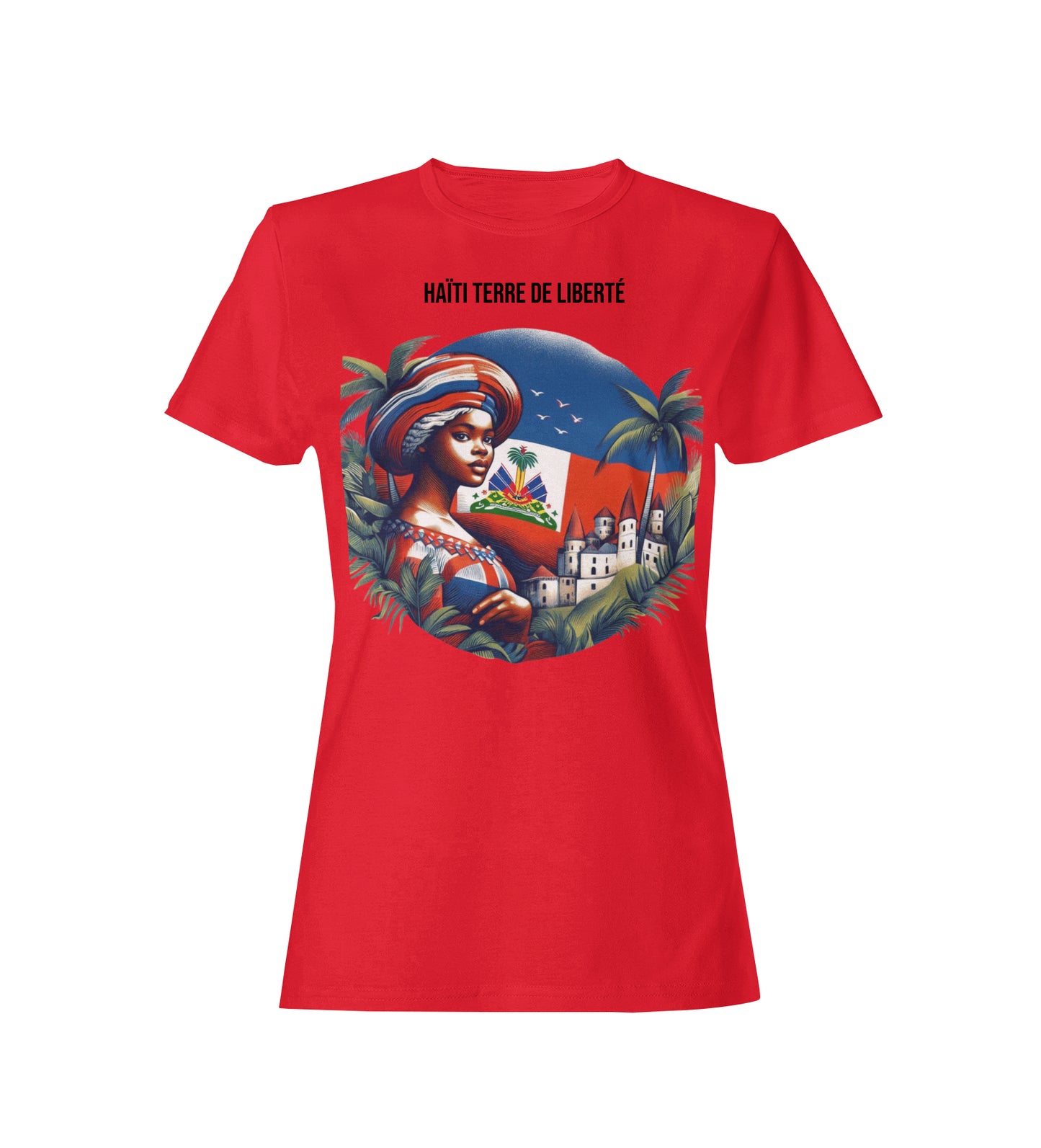 T-shirt rouge femme Haïti - LAKAY