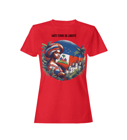 T-shirt rouge femme Haïti - LAKAY