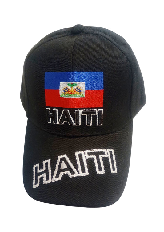Casquette noire Haïti - Drapeau brodé