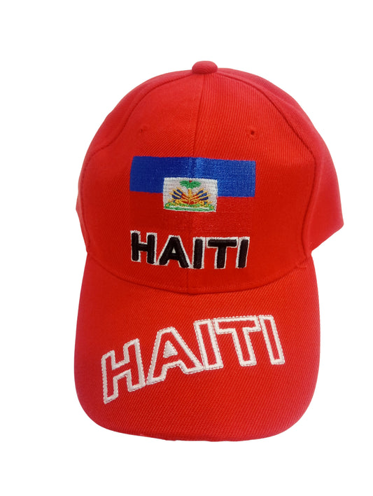 Casquette rouge Haïti - Drapeau brodé